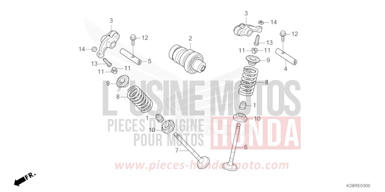ARBRE A CAMES/SOUPAPE de CRF125F "Petites Roues" EXTREME RED (R292) 2025